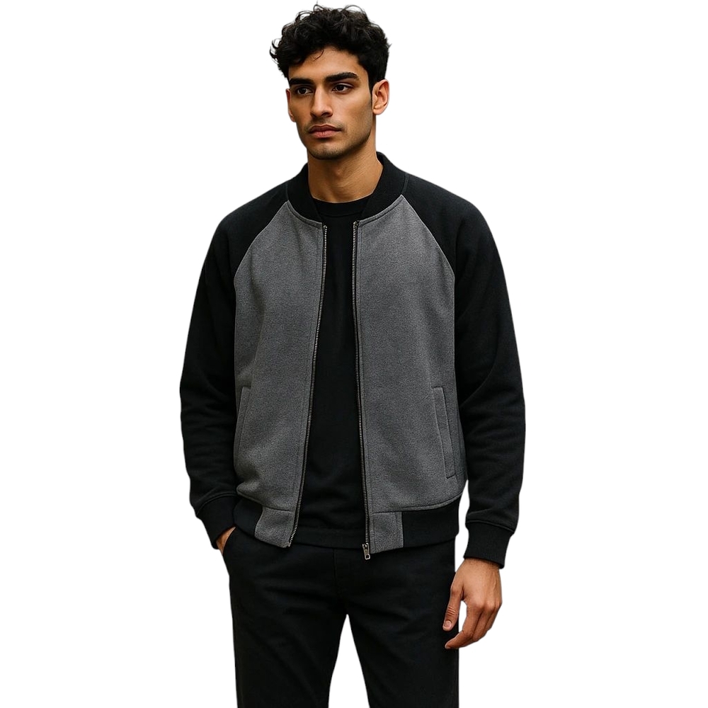 James Perse Gray and Black Zip-Up Jacket